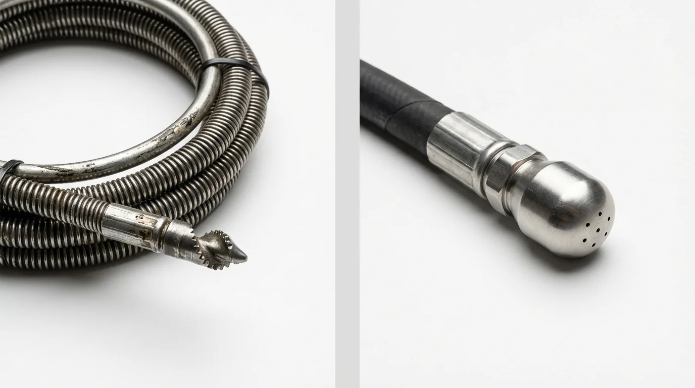 Drain snake cable and hydro jetting nozzle used for drain cleaning in Sweetwater, TN